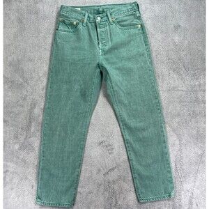 Levis 501 Crop Jeans Womens 28x26 Green Denim Cotton Rare Straight Leg High Rise